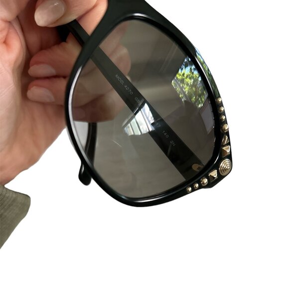 Versace Polarized Black +‎ Silver Cat Eye Sunglasses - ve4270 Model + Case - Picture 8 of 9